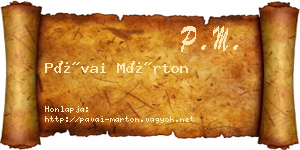Pávai Márton névjegykártya