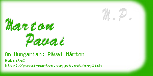 marton pavai business card